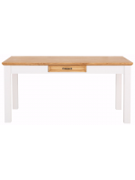 Mesa 140x80 de jantar em madeira acabamento com toque acetinado em cera natural e branco lavado | Coleção England